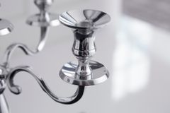Kerzenständer MODERN BAROCK 40cm silber 5-armig Lüster Aluminium poliert Kerzenhalter