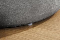 Runder Couchtisch ORBIT 50cm grau Bouclé Hocker mit Tablett und Stauraum