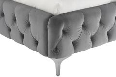 Doppelbett MODERN BAROCK 180x200cm grau Samt Chesterfield Design