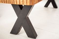 Industrial Sitzbank IRON CRAFT 200cm Mangoholz mit X-Beinen in schwarz