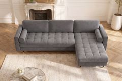Elegantes Ecksofa COZY VELVET 260cm grau Samt Federkern 3-Sitzer