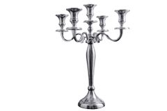 Kerzenständer MODERN BAROCK 40cm silber 5-armig Lüster Aluminium poliert Kerzenhalter