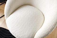 Drehbarer Design Sessel ALPINE beige Bouclé 360° mit Armlehnen