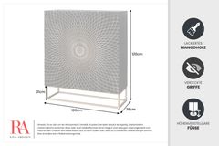 Design Highboard ILLUSION 120cm schwarz Mangoholz Massivholz mit 3D Schnitzereien gold Eisen Metallgestell