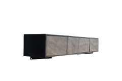 Massivholz TV-Lowboard MOUNTAIN SOUL 200cm Akazie grün bronze hängend Naturstein schwarz