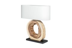 Einzigartige Tischlampe ORGANIC ARTWORK 65cm natur creme weiß Regenbaum mit Leinenschirm