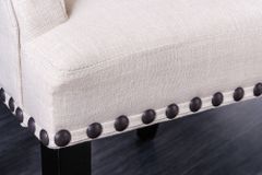 Design Stuhl CASTLE beige schwarz Strukturstoff Armlehnen Holzfüße
