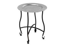Runder Beistelltisch MARRAKESCH 50cm silber Teetisch abnehmbares Tablett klappbar