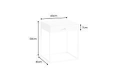 Industrial Beistelltisch SLIM LINE 50cm weiß Metall mit Schublade Nachttisch