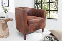 Design Lounge Sessel HEMINGWAY whisky braun mit Armlehnen Cocktailsessel Massivholzbeine