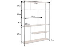 Industrial Bücherregal SLIM LINE 185x135cm Wildeiche schwarz sechs Regalböden