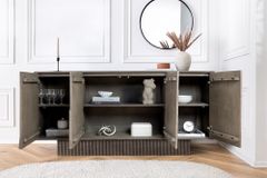 Massives Sideboard ART DECO 170cm grau Mangoholz 3D-Front