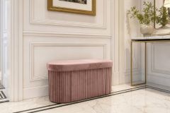 Faltbare Polsterbank ÉLAN 80cm rosa Samt Sitzbank mit Stauraum