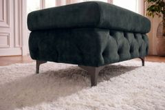 Chesterfield Sitzhocker MODERN BAROCK 95cm petrol Samt Fußhocker