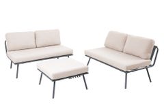 Outdoor Lounge Sitzgruppe MOBILE MODULAR anthrazit hellgrau mit Tisch wetterfest