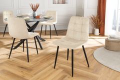 Moderner Design Stuhl TRES CHIC beige Cord schwarze Metallbeine Esszimmer