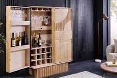 Design Barschrank ART DECO 140cm weiß gekälkt Mangoholz 3D-Front