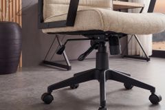 Höhenverstellbarer Bürostuhl LAZIO beige Vogue Velours Samt drehbar mit Rollen