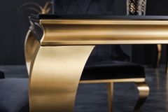Eleganter Design Esstisch MODERN BAROCK 200cm schwarz gold Edelstahl Opalglas Tischplatte