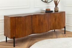 Massives Sideboard GRANDEUR 180cm braun Mangoholz schwarz Metall