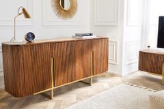 Design Sideboard GATSBY 160cm braun mattgold Mangoholz Retro
