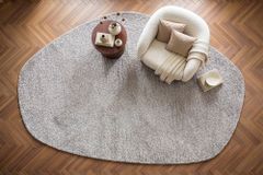 Design Teppich ORGANIC 350x240cm creme Hochflor Indoor-Teppich organische Form