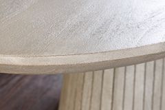 Ovaler Esstisch ART DECO 220cm smoke grau massives Mangoholz mit Säulenfuß