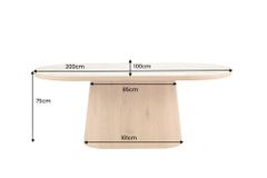 Ovaler Esstisch UNIQUE 200cm beige natur Travertin Eiche mit Säulenfuß