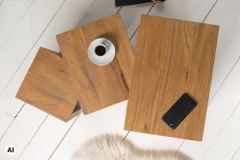 Massives 3er-Set Beistelltische MAKASSAR 45cm natur honey finish Mangoholz