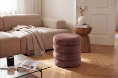 Runder Polsterhocker VOGUE 40cm rosa Samt mit Stauraum