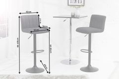 Drehbarer Barhocker PORTLAND vintage grau Microfaser Barstuhl mit Lehne höhenverstellbar