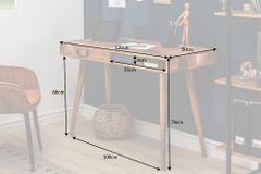Massiver Schreibtisch RETRO 120cm Mangoholz Bürotisch mit Schublade