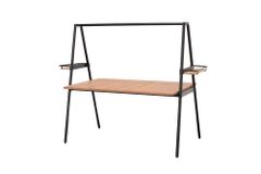 Outdoor Gartentisch RIO 190cm anthrazit Aluminium Massivholz mit Dekostange wetterfest