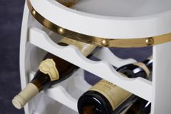 Design Weinfass BODEGA WHITE 65cm weiß gold Pinie Flaschenregal 14 Flaschen