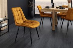 Design Stuhl ROADSTAR senfgelb Samt schwarze Metallbeine