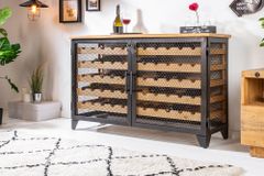 Industrial Weinschrank BODEGA 130cm recyceltes Pinienholz natur Weinregal für 55 Flaschen