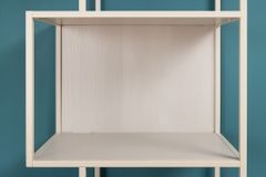 Modernes Bücherregal SLIM LINE 185cm champagner beige Metall mit Schubladen