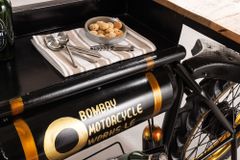 Industrial Konsolentisch MOTORCYCLE 185cm Mangoholz schwarz Motorrad Bartheke Upcycling