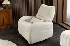 Elektrischer Kinosessel PRIORITY beige inkl. Kissen 360° drehbar mit USB-Anschluss
