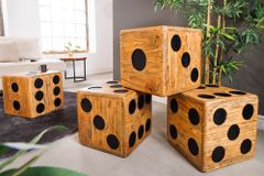 Massiver Würfelhocker CUBE 40cm natur Mindiholz Beistelltisch stapelbar