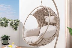 In- und Outdoor Hängesessel ROPE greige mit Gestell wetterfest inkl. Kissen