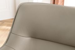 Drehbarer Stuhl LE GRAND taupe Echtleder Strukturstoff schwarzes Metallgestell
