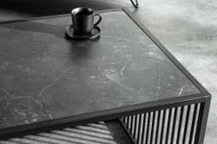 Design Couchtisch ARCHITECTURE 100cm graphit Rauchglas Metall