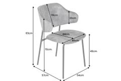 Design Stuhl VOGUE grau Samt schwarze Metallbeine