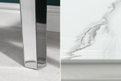 Eleganter Konsolentisch MODERN BAROCK 145cm mit Glasplatte Marmoroptik Edelstahlbeine