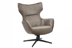 Drehbarer Sessel VOGUE taupe Samt schwarze Metallbeine mit Armlehne
