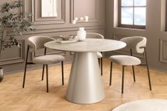 Runder Esstisch EN VOGUE 120cm matt grau Beton-Design mit Säulenfuß
