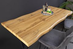 Industrial Bartisch WILD 120cm braun Wildeichen-Optik schwarz Metall X-Gestell