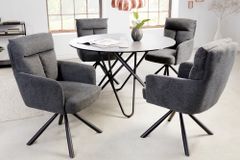 Drehbarer Retro Stuhl BIG GEORGE grau mit Armlehnen und Taschenfederkernpolsterung