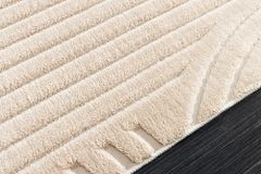 3D strukturierter Kurzflor Teppich ART DECO 230x160cm beige Hoch-Tief-Effekt